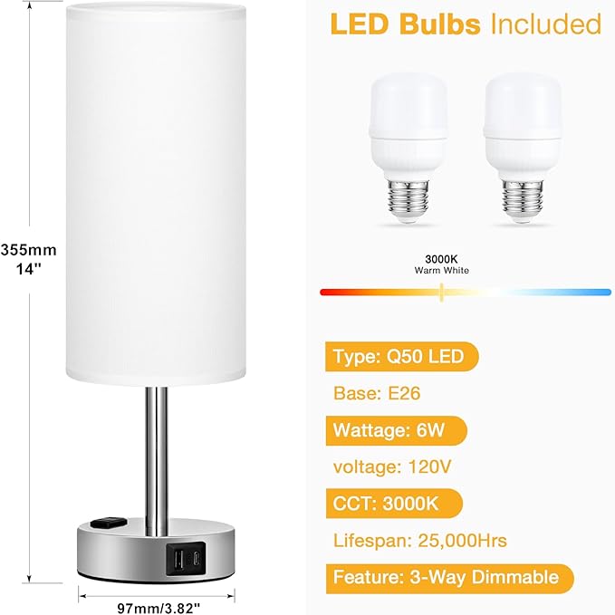 White Touch Nightstand Lamps Set - Image 4