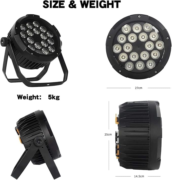 SHEHDS Par Lights IP65 Waterproof Outdoor LED 7x18W RGBWA+UV Lighting Stage - Image 7