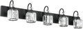Ralbay Modern Crystal Black 5-Light Bathroom Vanity Light, Matte Black Crystal by RalbayLighting