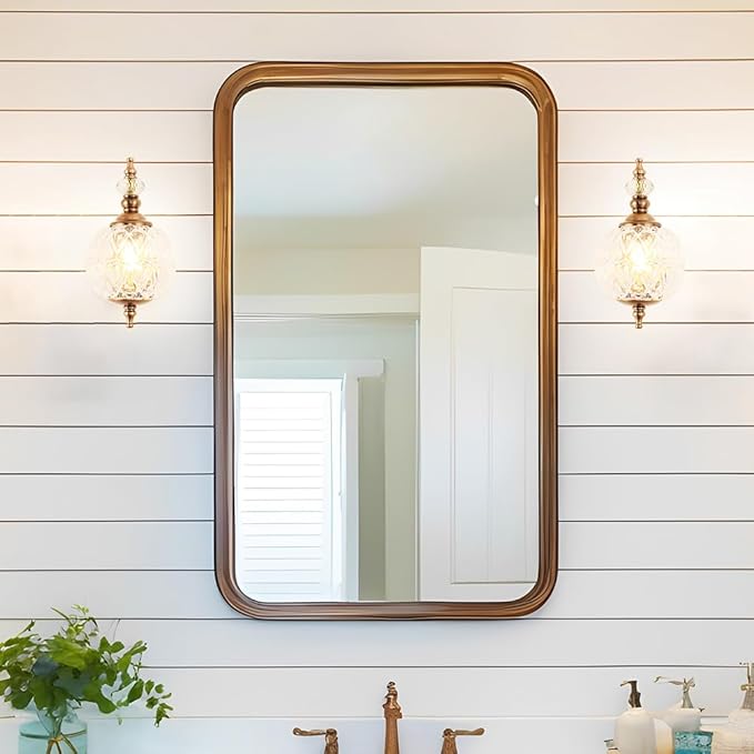 Brushed Gold Bathroom Wall Sconce Vintage Style - Image 2
