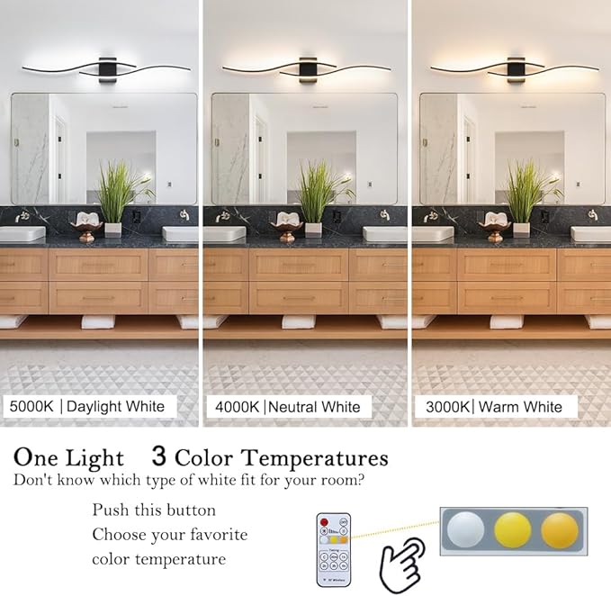 Black Vanity Lights Fixtures Over Mirror, Modern LED Bathroom Light Fixture - Image 5