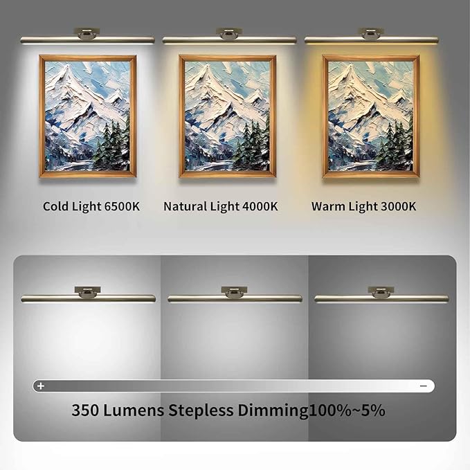 24.4" Wireless Picture Lights, Rechargeable Battery Art Display Light - Image 2