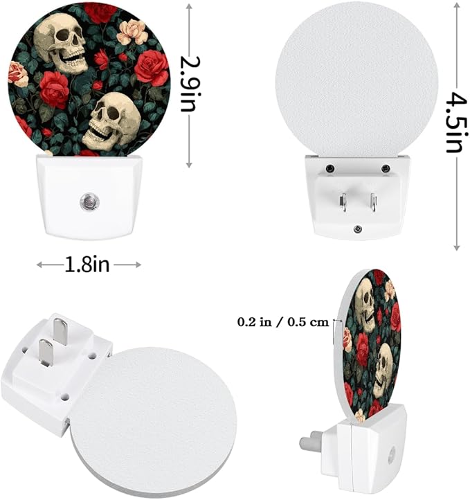 Round Night Lights Rose Floral Skull LED Nightlight Plug in Dust to Dawn Auto - Image 4