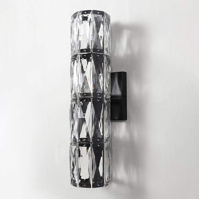 Crystal Wall Sconce, Indoor Modern Sconces Wall Lighting, Matte Black Wall by LosneolazLighting