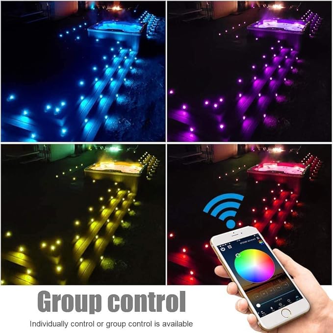 INDARUN RGB Deck Lighting φ1.22 Deck Lights Outdoor Waterproof, 12V Low Voltage - Image 8