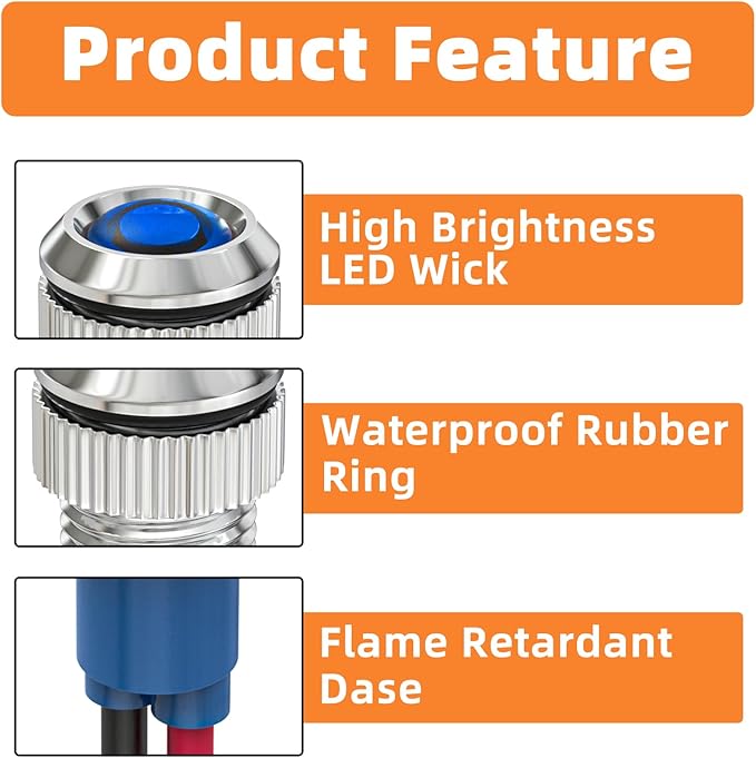 GASHER 5 PCS Energy Saving Indicator Light, LED Light 12V/24V/110V 20mA Panel - Image 4