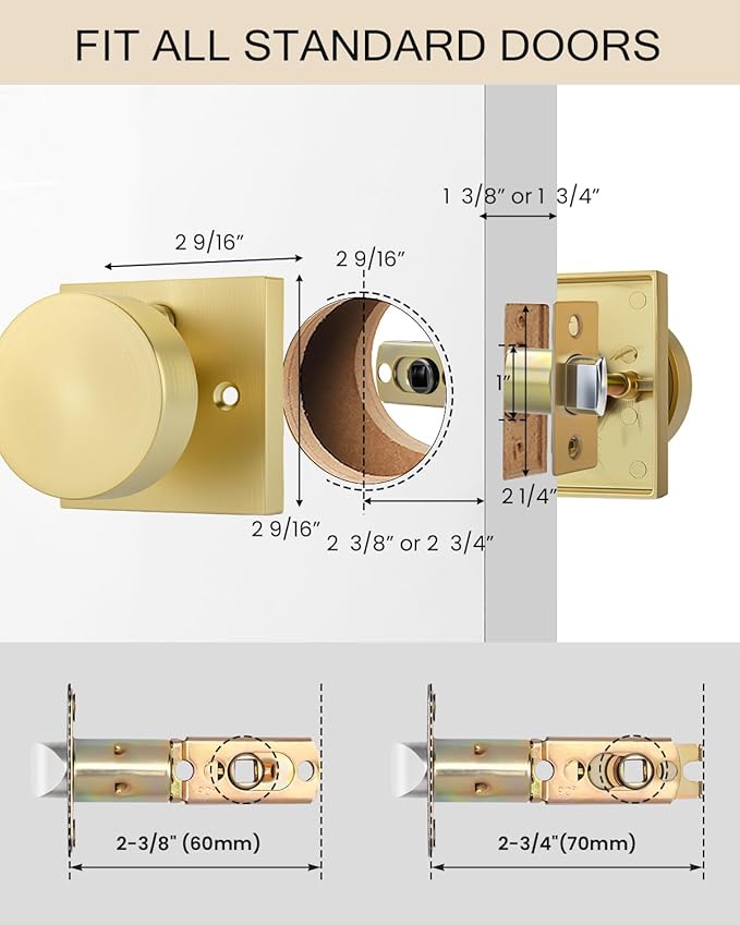 Haidms Gold Door Knob with Deadbolt, Heavy Duty Gold Exterior Door Knobs - Image 7