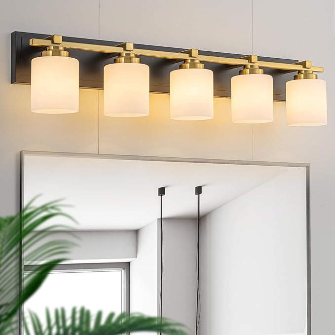 5 Light Modern Bathroom Light Fixtures Over Mirror, E26 Socket by BRKNIT