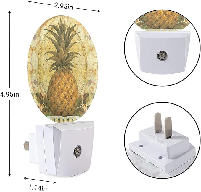 EKOBLA Boho Pineapple Night Light Summer Cute Fruits Pattern Night Lights Plug - Image 6