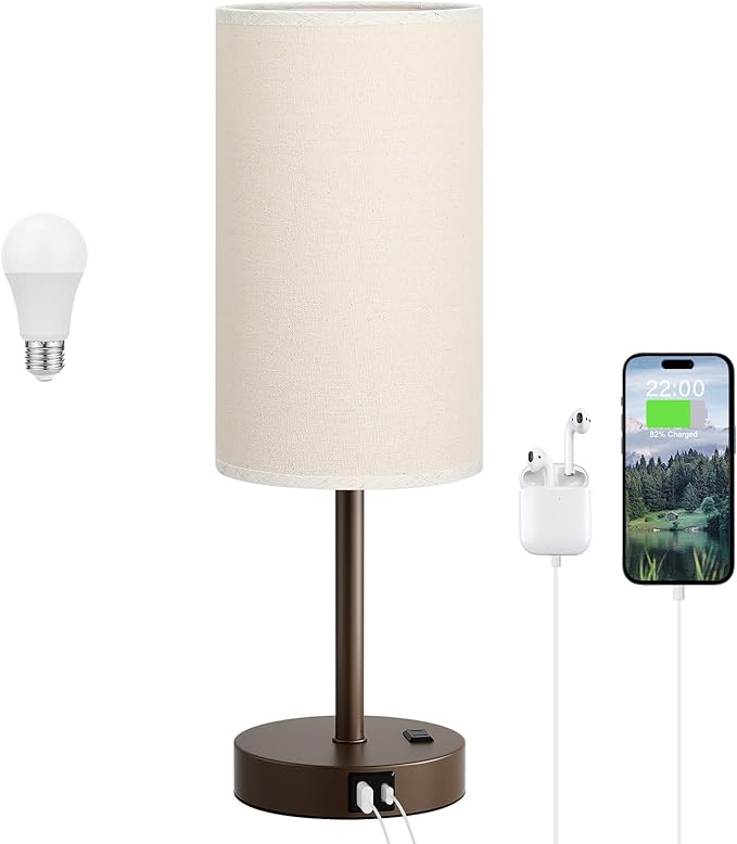 Touch Bedside Table Lamp with USB by DicooolDirect