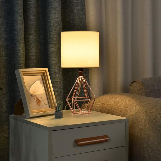 COTULIN Rose Gold Bedside Table Lamp, Modern Small Desk Lamp - Image 5