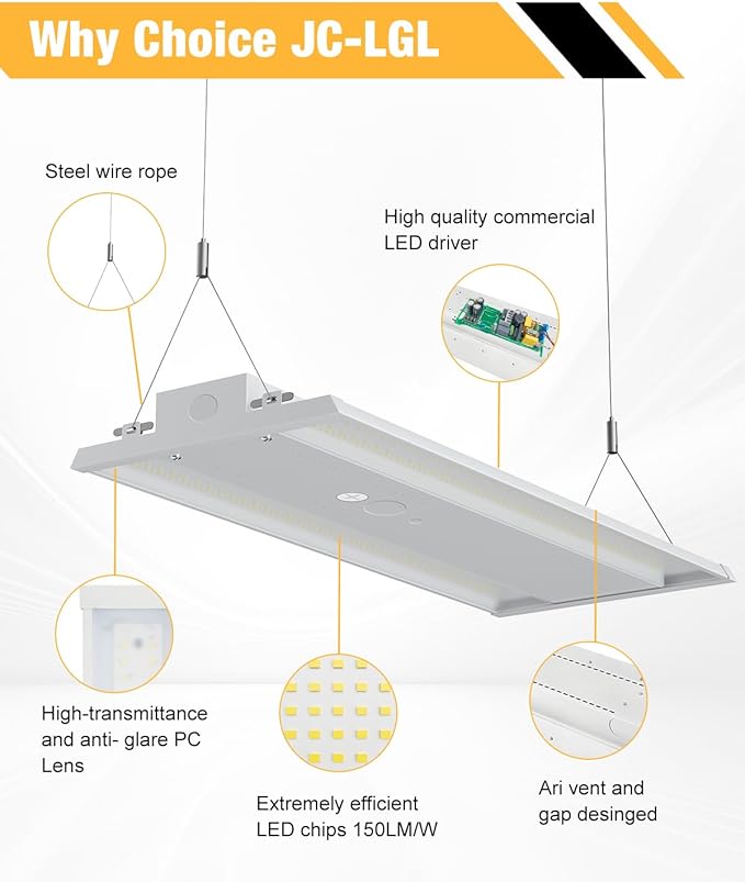 400W 4FT LED Linear High Bay Light, 60000LM Linear High Bay Shop Light - Image 3
