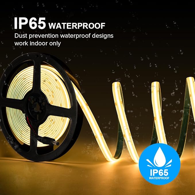 16.4FT COB Strip Lights Dimmable DC 12V 2700K Warm White IP65 Waterproof LED - Image 2