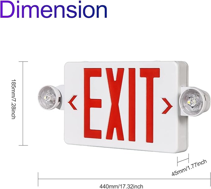 CM MZY LED Exit Sign with Emergency Lights, Exit Sign Light with Battery Backup - Image 3