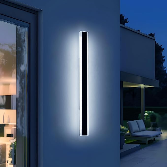 57inch Modern Long Outdoor Wall Lights, 3000K-6000K Dimmable Linear Wall Sconce by Daoseolo