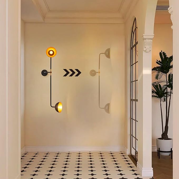 43“ Modern Wall Sconce 2-Lights Shade Adjustable Wall Lights Black and Antique - Image 2