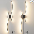 Modern Black Plug in Wall Sconces Set of 2 by Daunton