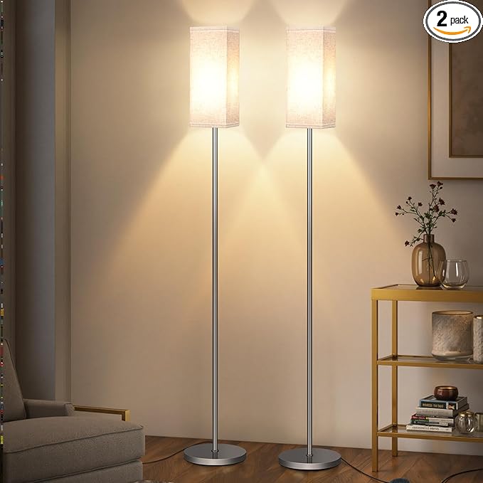2Pack Floor Lamp, Pole with Foot Switch, Modern Standing Lamp Lamp, Minimalist by GOEBLESON