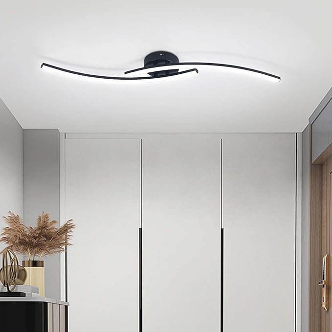 Modern LED Ceiling Light 22W Black Linear Ceiling Lights Fixture 6000K Aluminum - Image 2