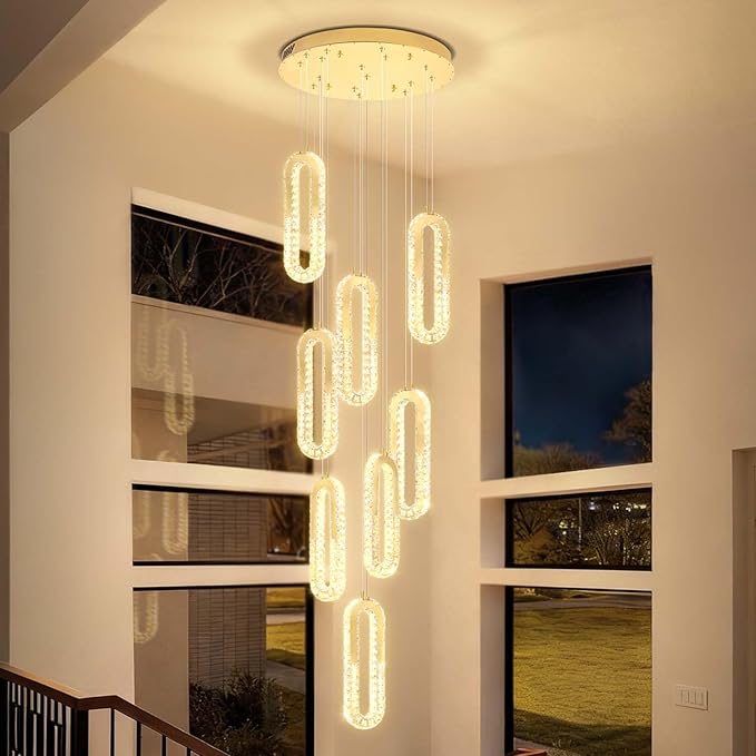Modern Led Gold Chandelier Adjustable 8 Rings Crystal Chandelier by Ykolupty