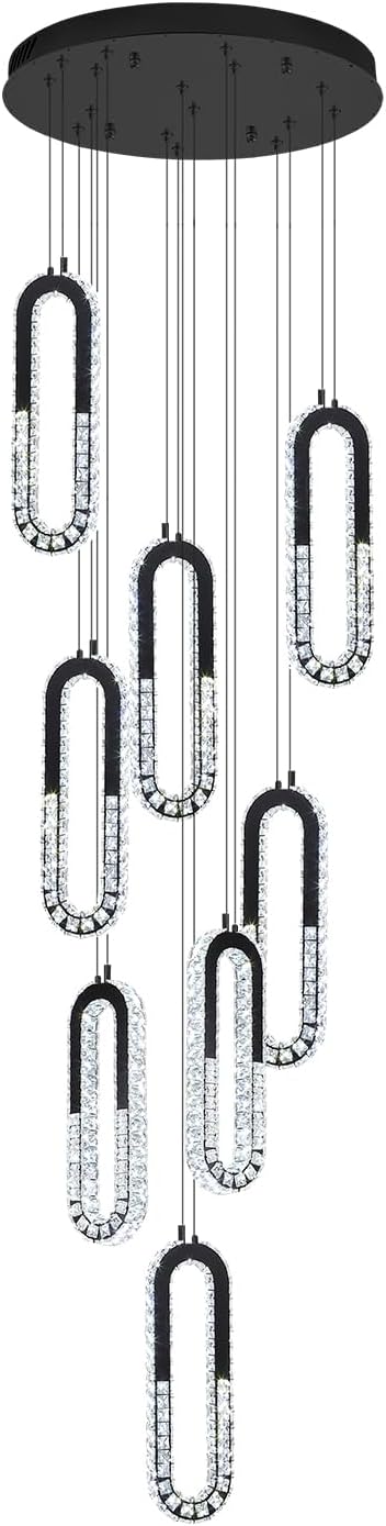 Modern Led Black Chandelier Adjustable 8 Rings Crystal Chandelier - Image 9