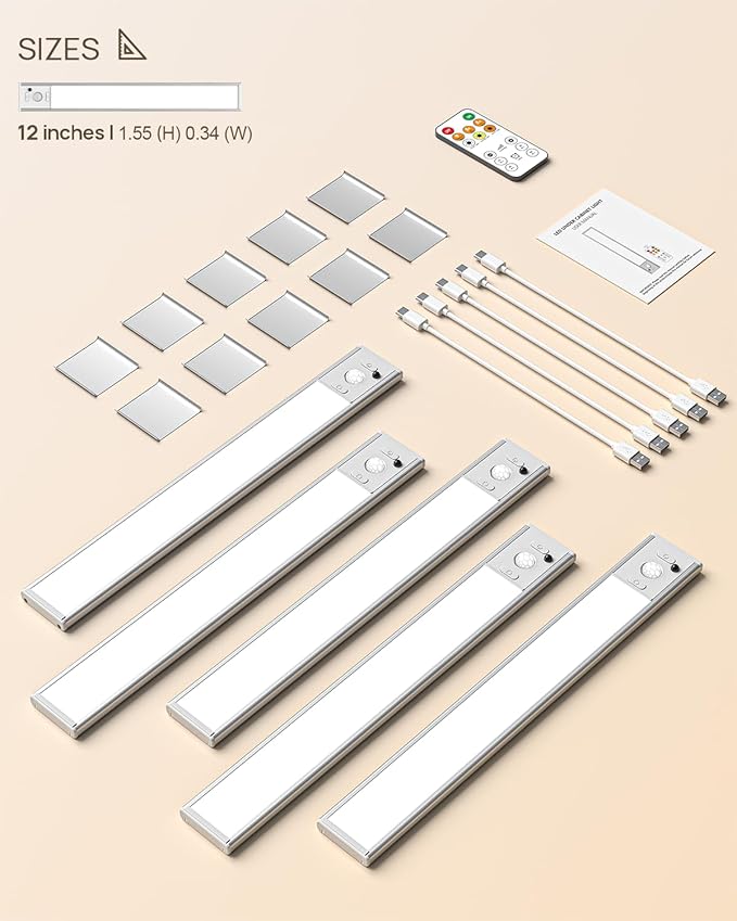 Under Cabinet Lights Wireless, 3 Color Temperature Dimmable Closet Lighting - Image 8