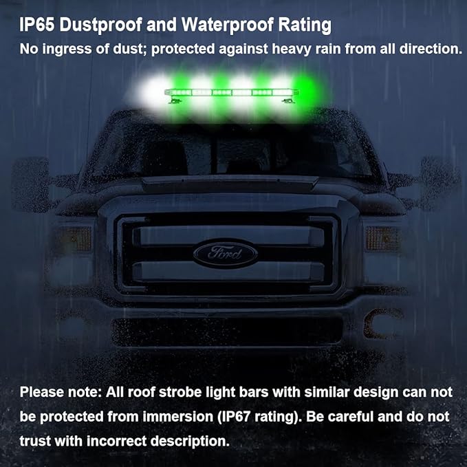 WOWTOU Roof Safety Flashing 56 LED Green White Emergency Strobe Light Bar - Image 5