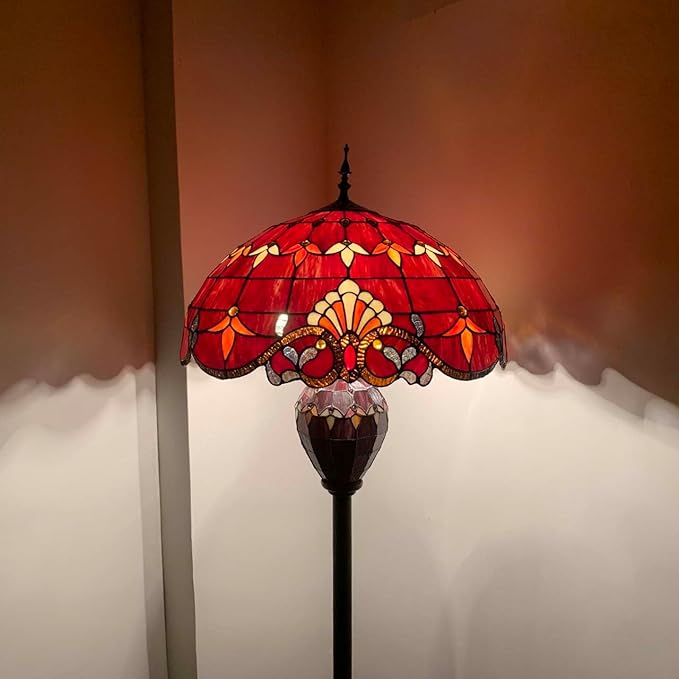 Bieye L10887 Baroque Tiffany Style Stained Glass Double Lit Floor Lamp - Image 4
