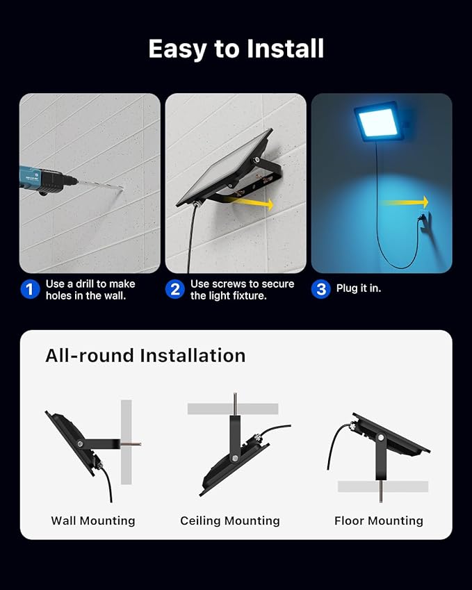 4 Pack 50W Led Flood Lights 500W Equi Color Changing - Image 8