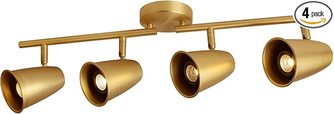 Aisilan LED 4-Light Track Lighting Fixtures Ceiling, Brushed Gold GU10 Track by AisilanLighting