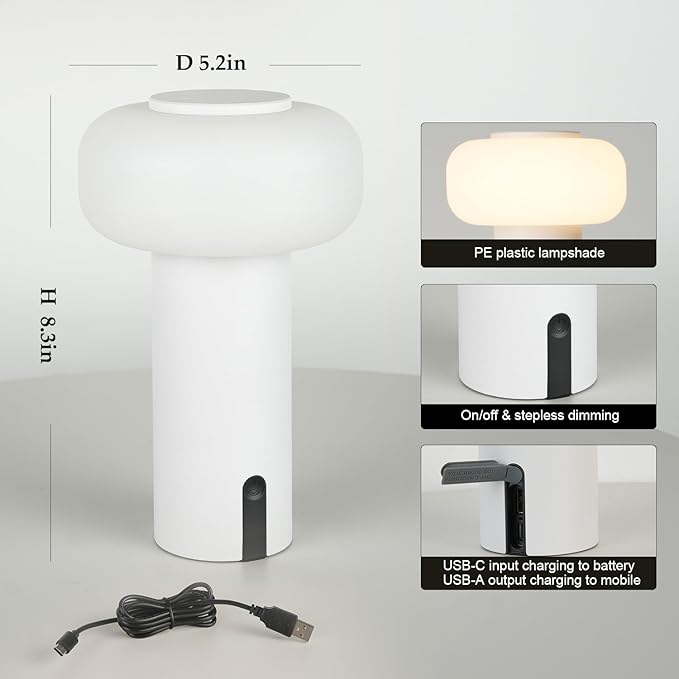 Shower Lamp Waterproof, Outdoor Cordless Table Lamp Rechargeable, Portable - Image 6