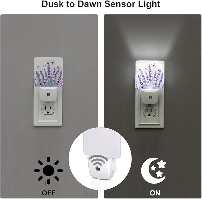 Led Night Light, Lanvender Butterfly Decorative Plug in Nightlights, - Image 3
