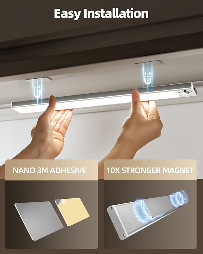 2Pack 16inch Under Cabinet Lighting, Rechargeable Motion Sensor Light Wireless - Image 7