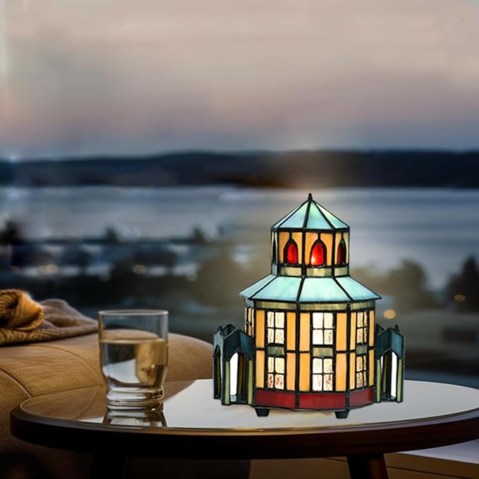 A0005 Tiffany Lighthouse Lamp Stained Glass LED Accent Table Lamp, Christmas - Image 4