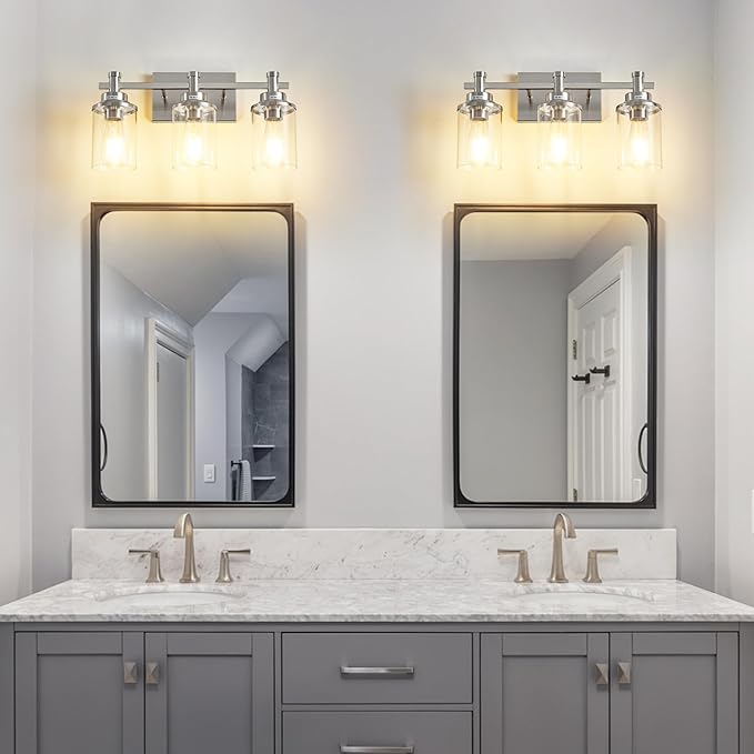 Brushed Nickel 3-Light Vanity Lights - Image 2