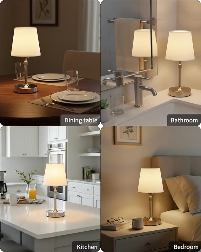 Cordless Table Lamp Rechargeable Touch Silver Mini Small Lamp Adjustable Height - Image 5