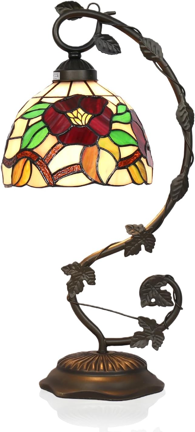 Stained Glass Lamp, Vintage Table Lamp, Living Room, Study（Crabapple Blossom） by TFNALNB