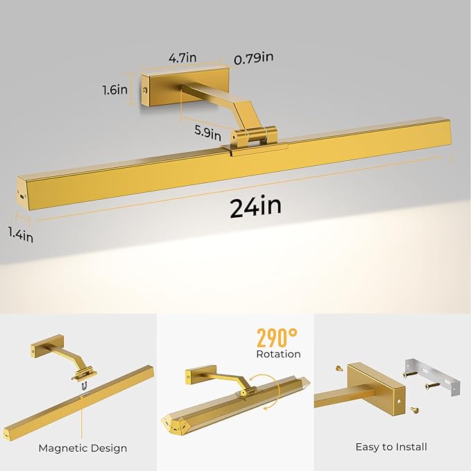 Picture Lights for Wall, Battery Operated Picture Light 24in Gallery Light for - Image 7