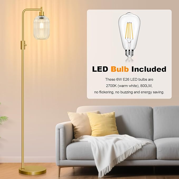 【Upgraded】 Dimmable Glass Floor Lamp - Image 7