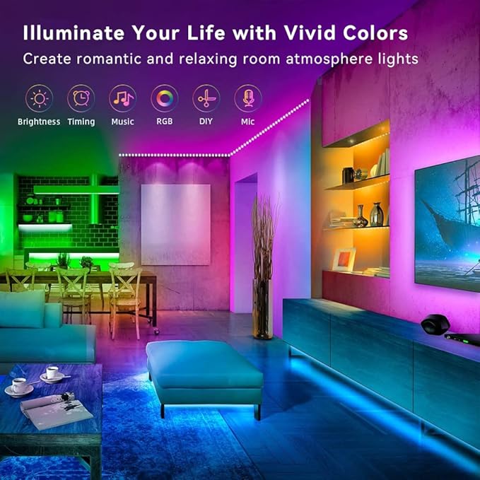 130Ft Led Strip Lights, Music RGB Color Changing, APP Control Strip Lights - Image 5