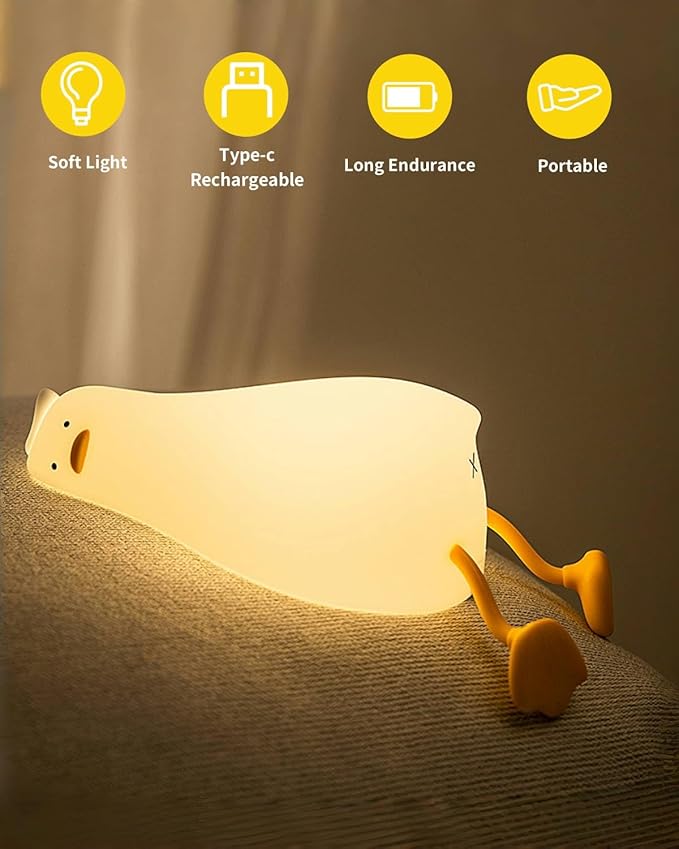 Lying Flat Duck Night Light, Squishy Duck Lamp - Image 6