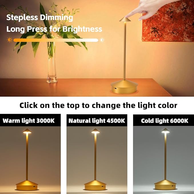 Modern Cordless Table Lamp Set of 2, Portable LED Desk Lamps, 6000mAh - Image 5