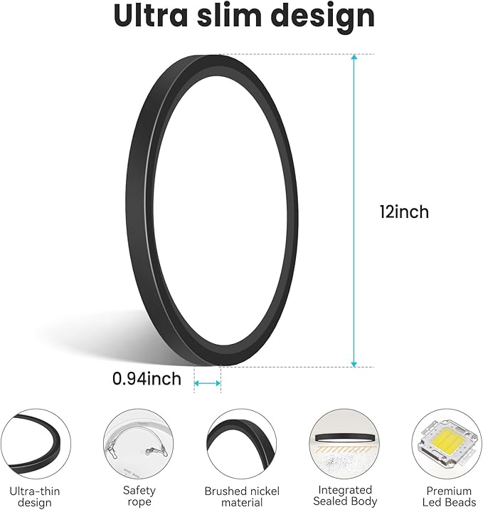 libtit 12 inch Flush Mount LED Ceiling Light Fixture, 3000K 4000K 6500K - Image 5