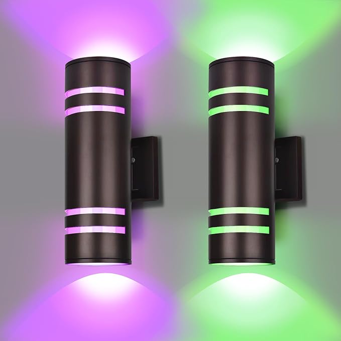 Smart Outdoor Wall Lights Color Changing 2 Pack, RGB+2700K-6500K Modern by RosykiteBuyNow