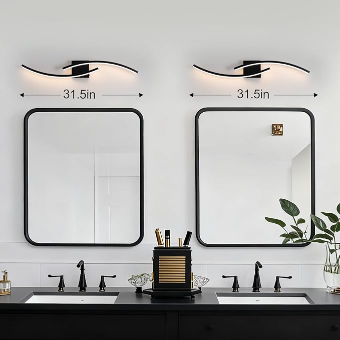 31.5 inch Modern Bathroom Vanity Light Black Lights Fixtures Dimmable 5CCT Led - Image 7