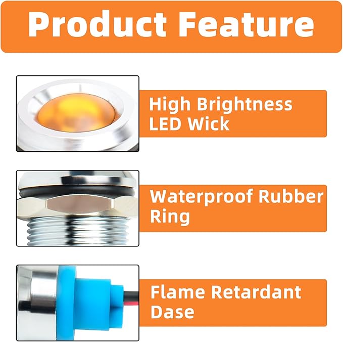 GASHER 110V/24V/12V 20mA Energy Saving Indicator Light Mounting Hole Size 12mm - Image 3
