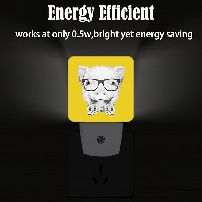 Pig with Glasses Night Light, Plug-in Night Lights with Dusk to Dawn Sensor - Image 4