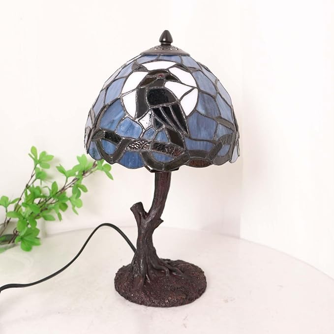 Bieye L12010 Raven Sitting on Bare Tree Branch in Full Moon Night Tiffany Style - Image 4