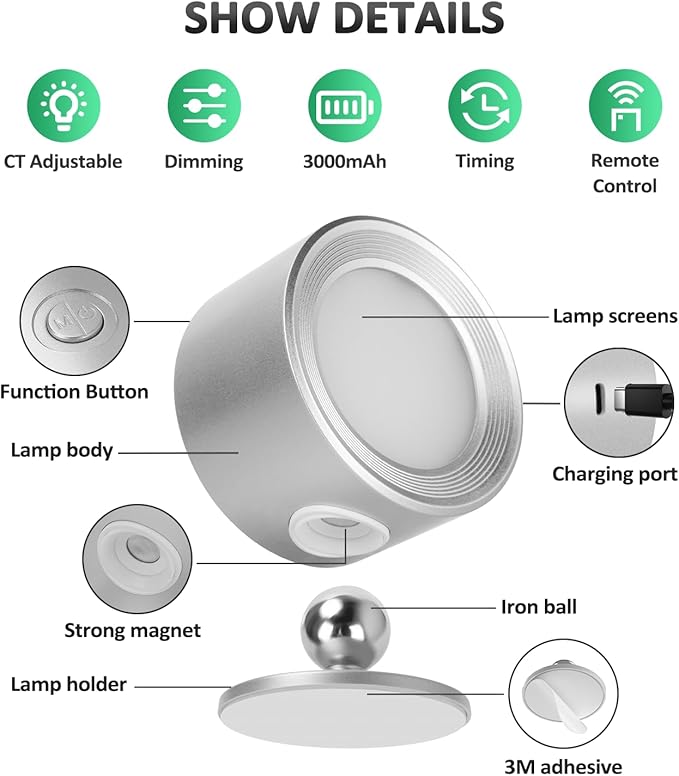 Lightbiz LED Reading Lights, Wall Lights Sconces 2 Pcs - Image 6