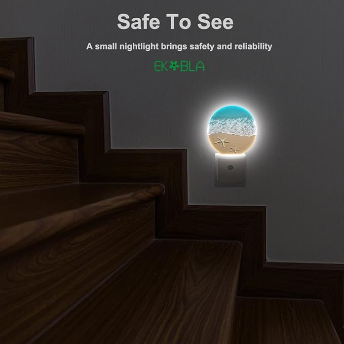 EKOBLA Ocean Night Light, Beach Sand Sea Waves Plug-in Night Lights - Image 5